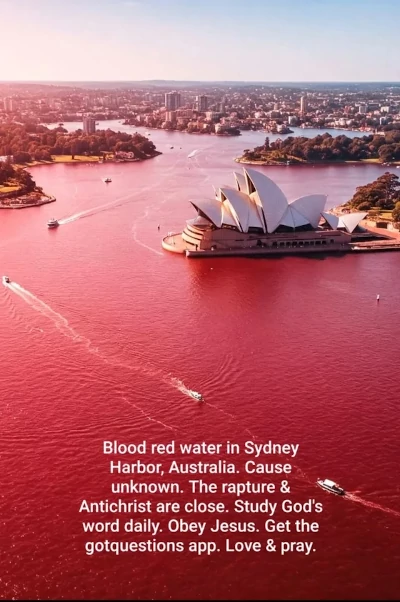 Blood red water in Sydney Harbor, Australia