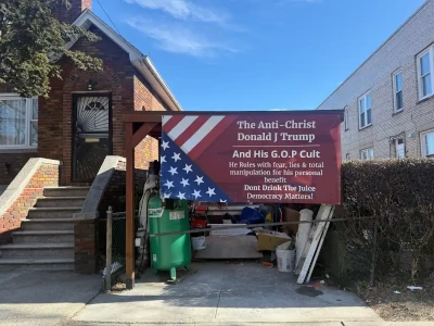 Bronx homeowner displays bold banner calling Trump the 'Anti-Christ'