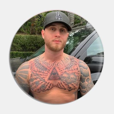 Chet Hanks with the Illuminati pyramid tattoo on his chest