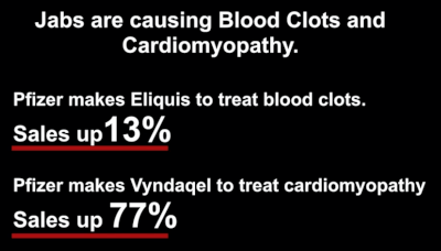 Pfizer makes drugs to treat blood clots and cardiomyopathy which was caused by the COVID-19 vaccine