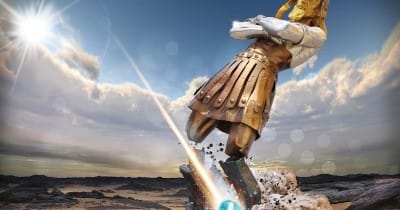 You watched while a stone was cut out without hands, which struck the image on its feet of iron and clay, and broke them in pieces