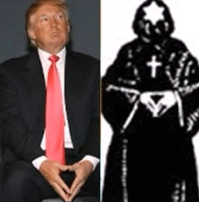 Trump with Illuminati hand gesture