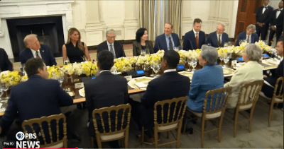 WATCH: Trump hosts top tech CEOs, not including Elon Musk, at White House dinner - Watch