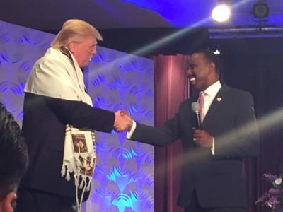Trump wearing Jewish prayer shaw